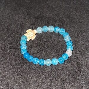 Fahlo Blue Beaded Bracelet with Turtle Charm